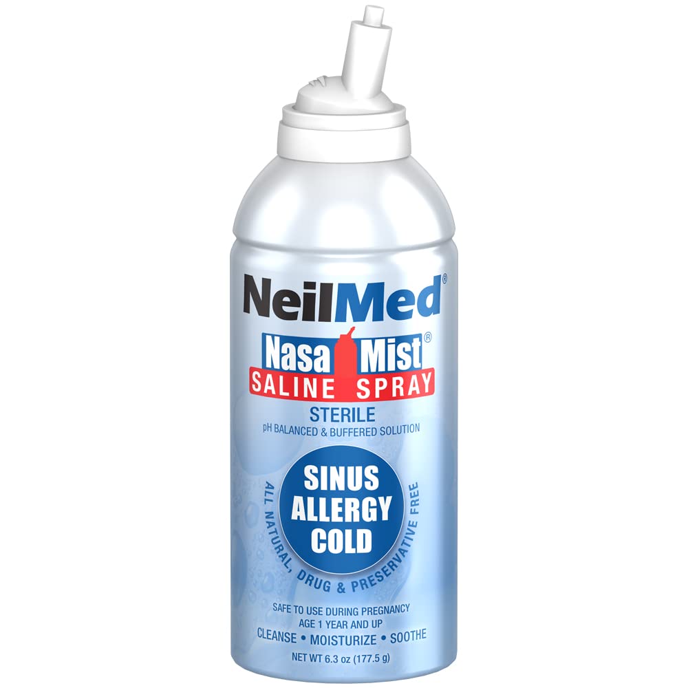 NeilMed NasaMist Isotonic Saline Spray. Soothe, Moisturize and Cleanse Using Specially Designed tip. 177mL. Contains 3 NasaMist canisters
