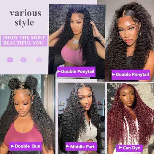 200% Density 32 Inch Deep Wave Lace Front Wigs Human Hair 13X6 HD Lace Frontal Curly Human Hair Wig Fluffy Natural Pre Plucked Wet And Wavy Wigs for Black Women Girl