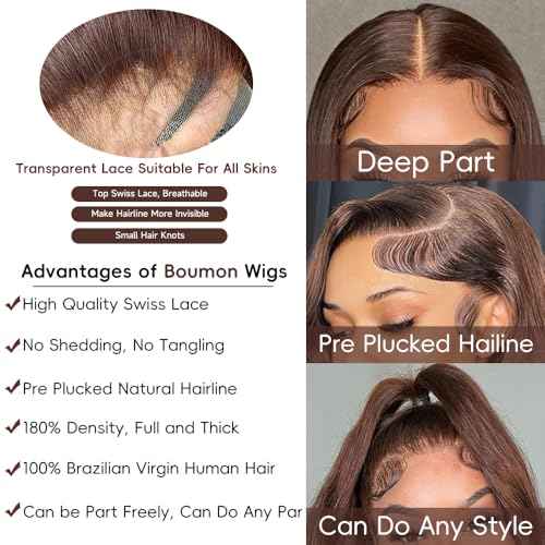 Chocolate Brown Lace Front Wig Human Hair Body Wave Lace Front Wigs Human Hair Pre Plucked 200% Density Frontal Wigs Human Hair 13x4 Brown Wig 30 Inch Lace Frontal Wig