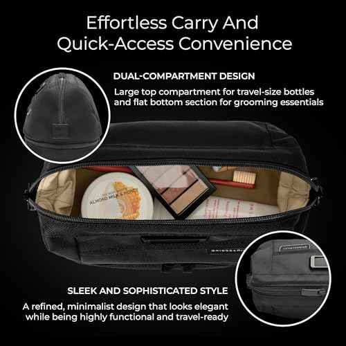 Briggs & Riley Toiletry Kit - Travel Bags for Women & Men, Organizer for Vacation, Dopp Kit for Bathroom Accessories, Makeup, & Skincare