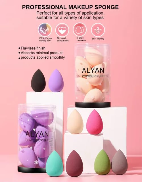 Studio Collection mini makeup Sponge Set Latex Free and High-definition Set of 10 makeup Wonder blender For Powder Cream and Liquid, Super Soft Wonder Beauty Cosmetic