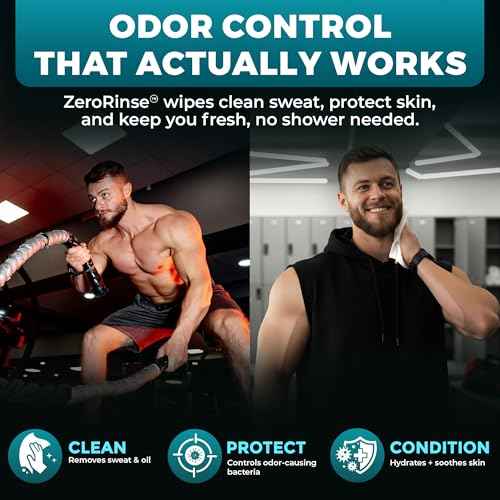 XL Body Wipes for Men ? 50 No Rinse Shower Sheets + 4 Travel Bath Sachets, 10" x 11.5" Adult Disposable Washcloths and Face Towels for Camping, After Gym and Survival Gear
