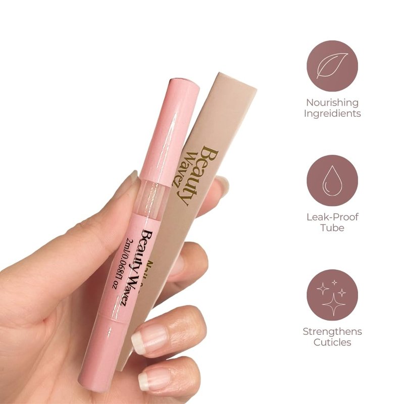 BeautyWavez Nail and Cuticle Oil Pen with Vitamin E and Essential oils for Brittle Peeling Breaking Thin Nails - Nail Growth Oil, Softens Cuticles, Nourish, Soothe & Moisturize Damaged Nails, 0.68floz