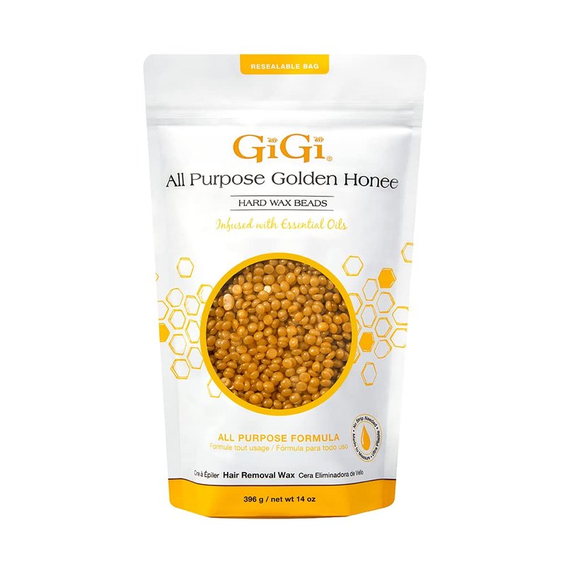 GiGi Golden Honee Hard Wax Beads – Stripless Hair Removal Wax for Face, Bikini, Legs & Body, All Purpose Waxing Beads for At-Home Waxing, 14 oz