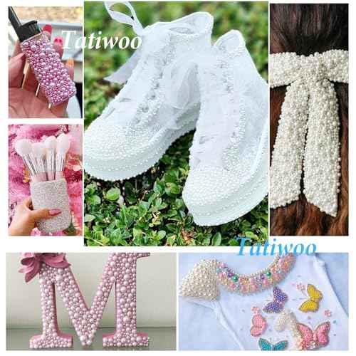 12000 Pcs White Flatback Pearls and Rhinestones for Crafting, 3-5 mm Jelly Resin Rhinestones, Mixed Size Half Pearl Bedazzling Gems for Nail DIY Crafts Mugs Bottles Tumblers Clothes Makeup