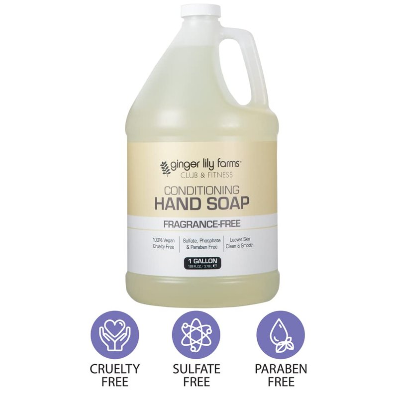 Ginger Lily Farms Conditioning Liquid Hand Soap Refill - 100% Vegan, Fragrance-Free, 1 Gallon (128 fl oz)