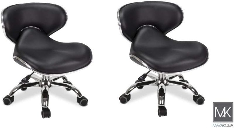 Adjustable Nail Salon Pedicure Stool Set of 2 - Comfortable Pneumatic Chair | Black