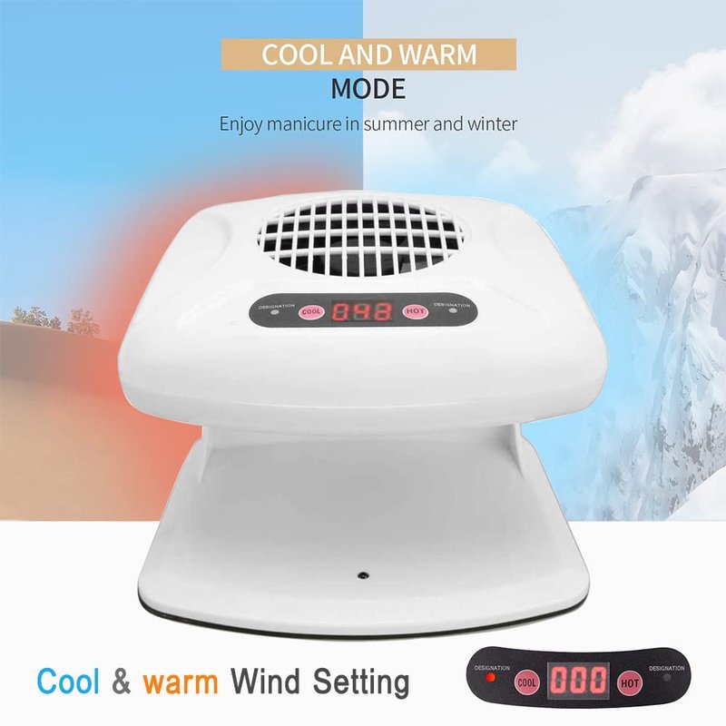 Air Nail Dryer, 300W Infrared Sensor 2 in 1 Automatic Induction Cold Hot Air Nail Polish Drying Fan Wind Blower Dryer for Regular Nail Polish, Home and Salon Use (White)