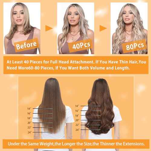 YDDM Tape in Hair Extensions, 20pcs 20 Inch Balayage Gold Brown Mixed Dark Blonde Straight 100% Remy Human Hair Seamless Invisible Tape in Hair Extensions Human Hair(10/10/22#, 20 Inch)