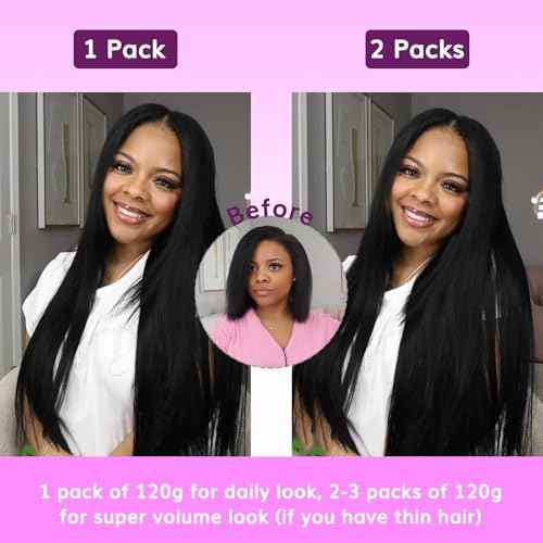 IDN BEAUTY Clip in Hair Extensions Real Human Hair Straight 120g Natural Black Double-layer Lace Clip In for Black Women Soft Breathable Lace Invisible Seamlessly Blending 7pcs 16 Inch