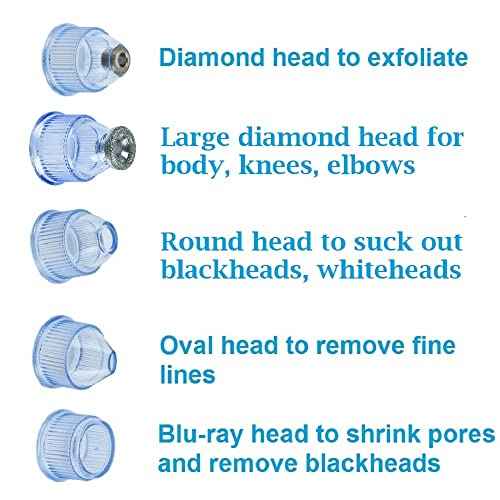Microdermabrasion Machine - Appolus Premium Diamond Microdermabrasion Device Tool - 2 Diamond Tips - 5 Heads - Blackhead Blemishes Remover - Pores Fine Lines Minimizer