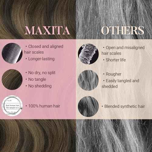 MAXITA Hair Extensions Clip in Human Hair, 120g 7pcs 16 Inch, Balayage Dark Brown Mixed Chestnut Brown Hair Extensions Real Human Hair Remy Natural Straight Hair for Woman