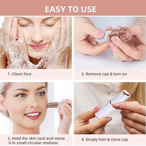 Facial Hair Removal for Women, Portable Lady Shaver, Rechargeable Painless Hair Remover for Face, Upper Lips, Chin, Peach Fuzz