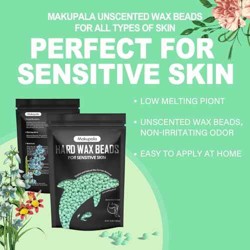 Hard Wax Beads Bulk, 3lb Unscented Stripless Spa Wax Beans for Brazilian Waxing, Bikini, Body, Back, Chest, Leg, Armpit, Face, Wax Beads for Sensitive Skin Coarse Hair Removal from Root