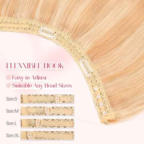 Rich Choices 100% Real Human Halo Hair Extensions for Women Remy Halo Extension Invisible Wire Hairpiece Clip in One Piece Hairpiece Adds Weight 80g 18 Inch #18P613 Ash Blonde Highlight Bleach Blonde