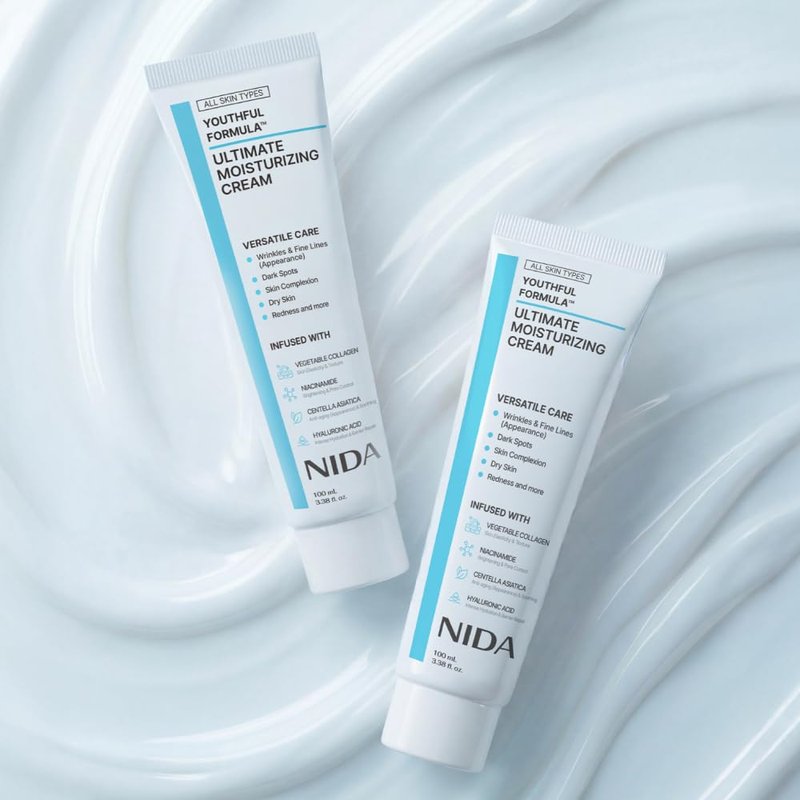 NIDA Youthful Formula™ Ultimate Moisturizing Cream | Centella Asiatica, Niacinamide, Hyaluronic Acid, Collagen | Wrinkles, Fine Lines, Dark Spots, Dry Skin, Redness | 3.38 fl. oz., 100ml (New Formula)