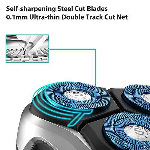 SweetLF 3 Pcs Replacement Shaver Head Blade Cutters IPX7 Waterproof Electric Razor Wet & Dry 3D Men¡¯s Rotary Shaver (Blue)