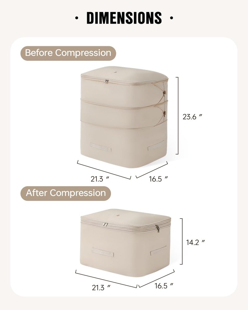 Eachy 3-Pack Comforter Storage Bag Blanket Storage Bags, 136L Compression Bags for Blanket Comforter, Ultra Space Saving Self Compression Organizer