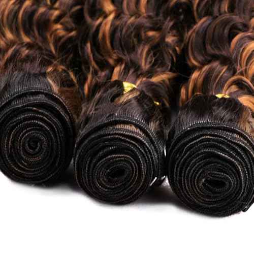30 32 34 inch Highlight Bundles Ombre Brown Human Hair Bundles Dark Brown Deep Wave Bundle 4/30 Deep Wave Bundle
