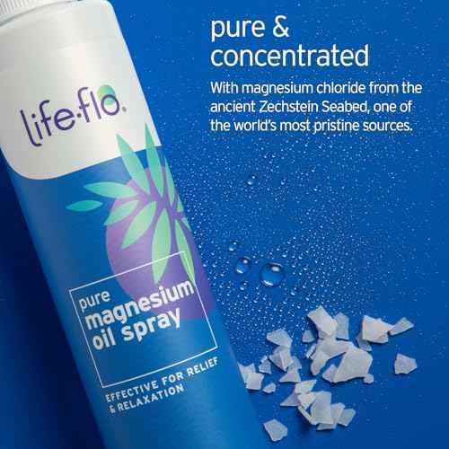 LIFE-FLO Magnesium Lotion Vanilla Scent and Pure Magnesium Oil Spray - w/Zechsterin Seabed Magnesium Chloride - Soothing Body Lotion and 100% Magnesium Oil for Feet and Body, 60-Day Guarantee, 8oz ea