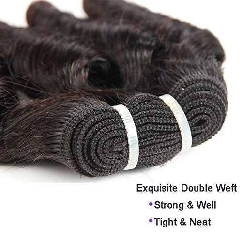 Molefi Brazilian Funmi Hair 3 Bundles burmese curly bundles human hair Short Curly Weave 9A Unprocessed Brazilian Human Hair Extensions 100g/pc Full Head Natural Color (10" 12" 14")