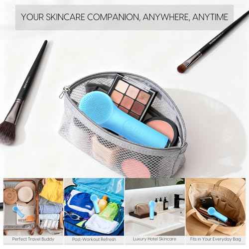Silicone Facial Cleansing Brush, Portable Electric Face Scrubber with Heat and Vibration, 3 Modes Adjustable, Waterproof IPX6, USB-C Rechargeable, Deep Cleansing, Exfoliating and Massage