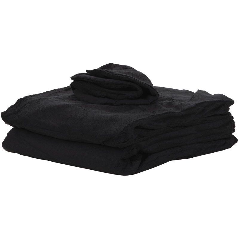 ForPro Luxury TerrySoft 3-Piece Massage Sheet Set, Black, Ultra-Soft, Stain and Wrinkle-Resistant, Includes Flat and Fitted Sheets and Face Rest Cover