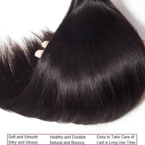 Straight Bundles Human Hair 22 24 26 Inch 300g/pack 12A Brazilian 3 3Bundles for Women Double Weft Black Color