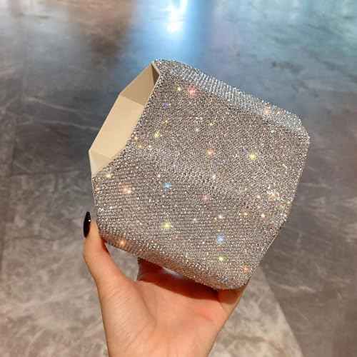 Bling Design Makeup Brush Holder Organizer,360¡Æ Rotating Glitter Rhinestones Cosmetics Storage with 5 Slot Large Capacity Makeup Brushes Cup Pen Holder for Vanity,Bathroom Countertops