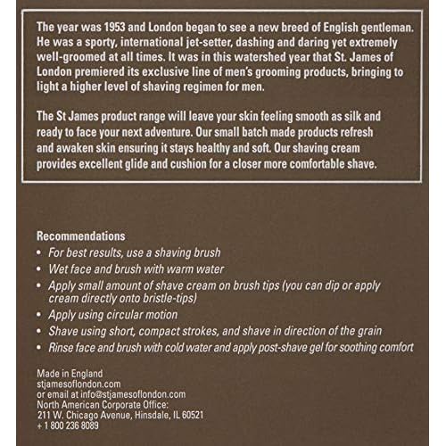 St James of London Sandalwood & Bergamot Shave Cream Jar, 5.07 oz