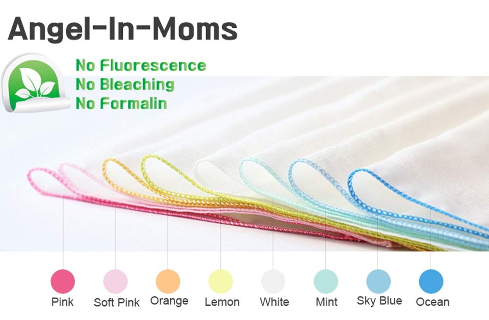 Angel-In-Moms [15 Packs] Natural Cotton 100% Soft Muslin Gauze Handkerchief, Face Washcloths, Makeup Remover Thin Towels, Wide Size 14 inch x 14 inch, Reusable Napkins Hankies Bath Towel (Blue)