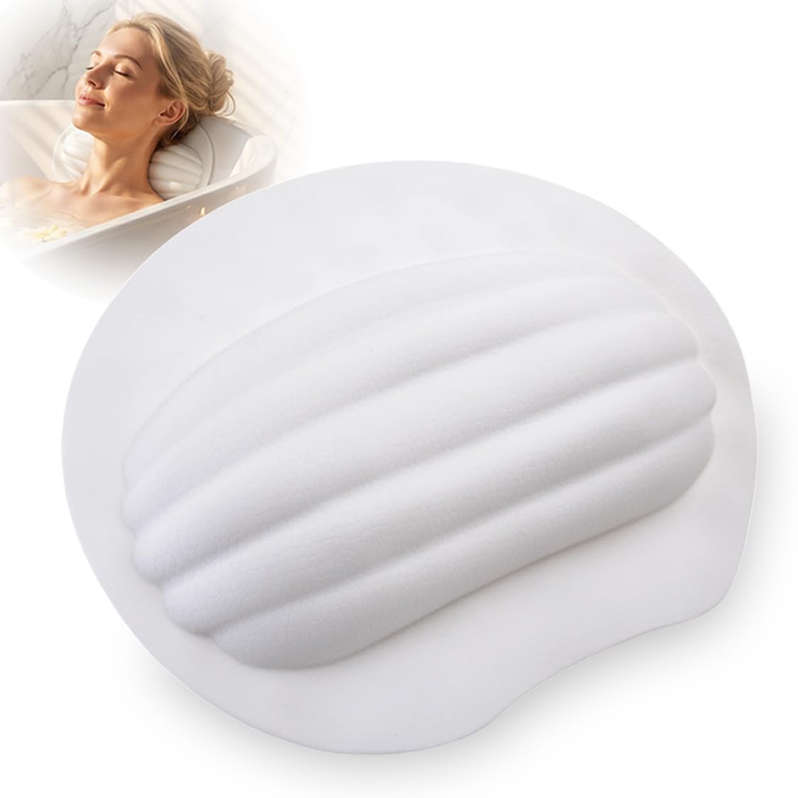 Sfirey Small Bath Tub Neck Pillow, TPE Waterproof Suction Cups Bathtub Neck Pillow & Cushion, Ultra Thin, Lightweight Quick Drying Bath Accessories Spa Gifts for Women,White (13x9.6x1.6 Inch)
