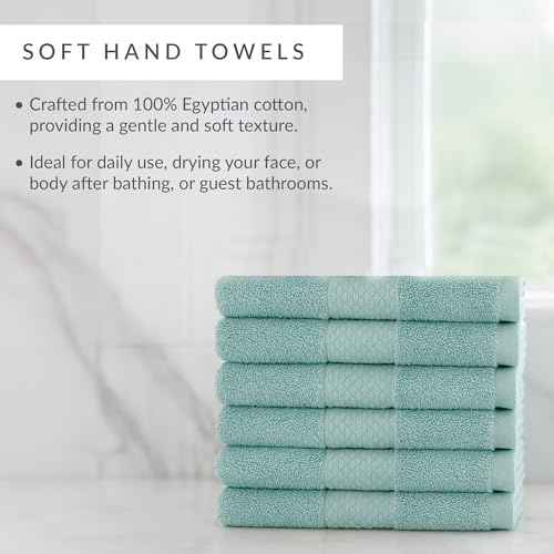 Maisonette Loft Egyptian Cotton Turkish Hand Towels - Soft, Absorbent Washcloths for Face - Ideal Quick Dry Small Towel Wash Cloth Set for Bathroom - (13" x 13", 6 Pack) - Turquoise