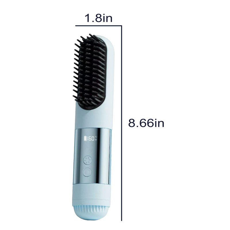 2026 New Go Brush Pro - 3 Temps Portable Cordless Hair Straightener Brush for Travel, 30s Fast Heat & Led Digital Display(°C/°F), Cool Air Setting On the Back (Beige)