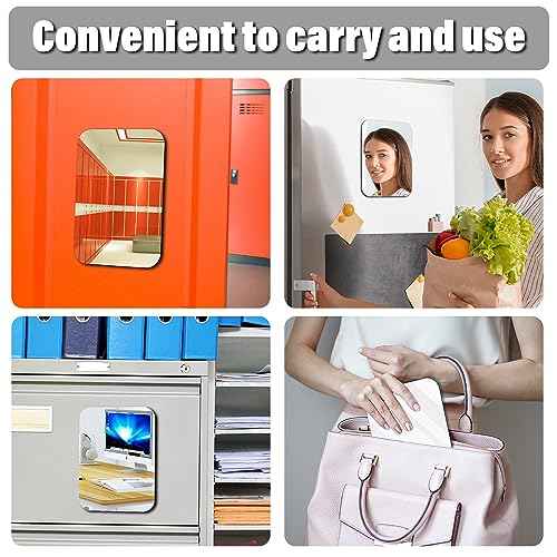 Magnetic Locker Mirror | Frameless Glass with Strong Magnetic Backing, Rounded Corners & Smooth Polished Edges | HD True Reflection for Dorm, Gym, Office, Fridge, Toolbox (7 * 9 Inch)