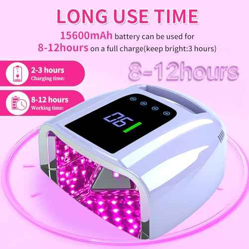 ANGNYA 96 W Rechargeable U V Lights for Nails, LED Nail Lamp with 42 Beads Nail Dryer Portable Nail Lamp Gel U V Led Nail Lamp with 4 Timer Setting Sensor and LCD Display