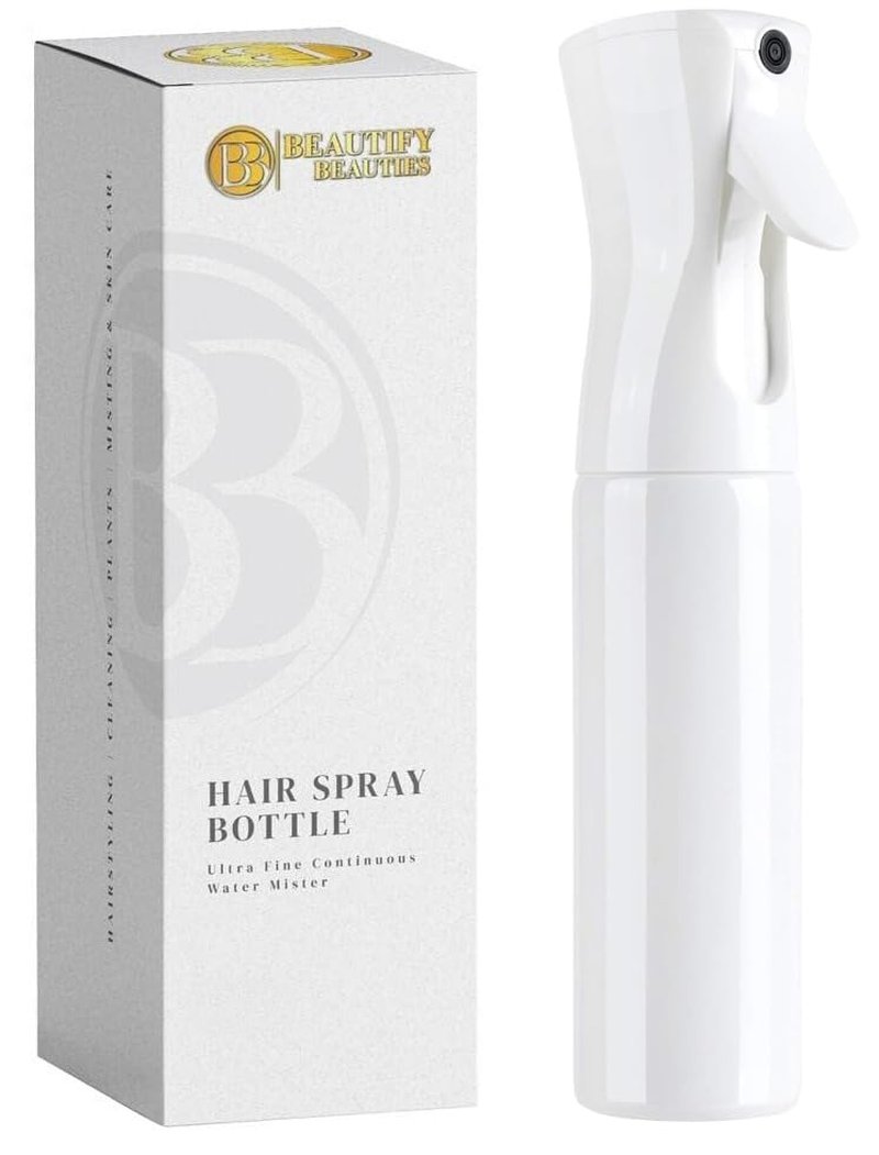 BeautifyBeauties Hair Spray Bottle - Ultra Fine Continuous Mister for Hairstyling & Skin Care | 6.8 Oz, White