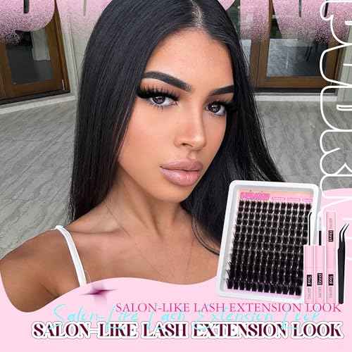 Fluffy Lash Clusters with Spikes Lash Extension Kit Volume Eyelash Clusters Kit Spikes Lash Clusters Kit 300D Wispy Eyelash Extension Kit 12-22mm Long Cluster Eyelash Extensions Kit