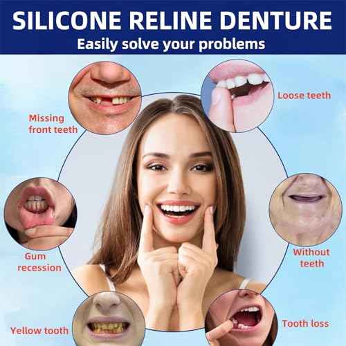 Soft Silicone Denture Liners ? Comfortable Fit Denture Set with Upper & Lower Lightweight Liners for Secure Fit & Comfortable Wear (1 Set)