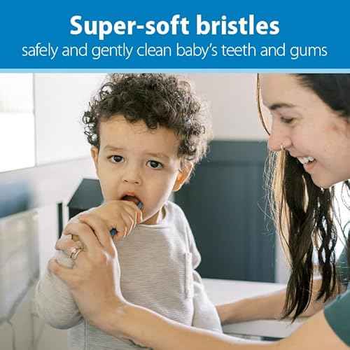 Dr. Brown's Infant-to-Toddler Toothbrush Set, Soft & Gentle Manual Toothbrushes for Baby, Green/Dark Blue/Ecru/Blue, BPA Free, 0-3 Years ? 4-Pack