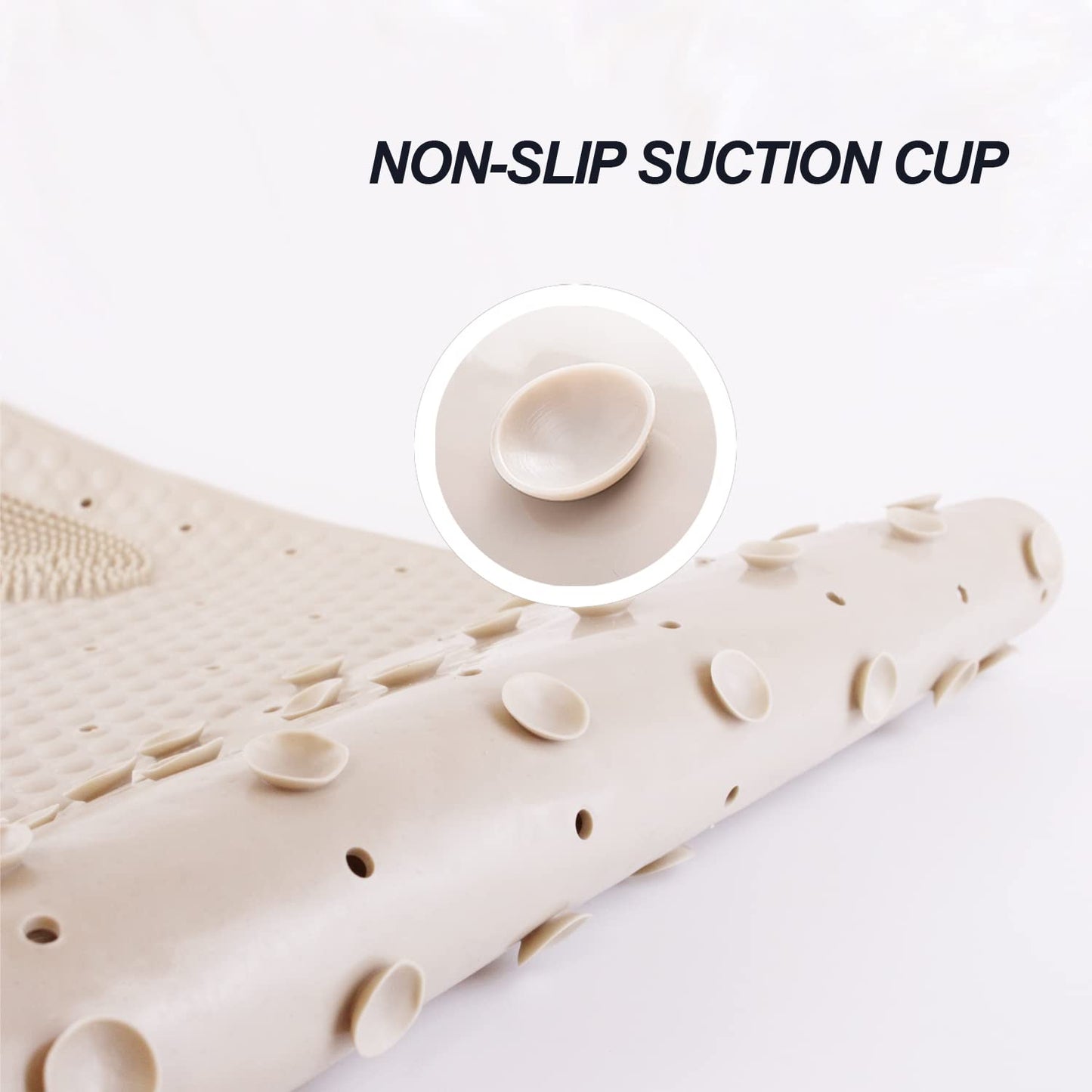 HIZOLVIO 32x16in Foot Scrubber Shower Grip Mat with Pumice Stone, Bath Tub Shower Mat Non Slip with Suction Cups Drain Holes, Anti Slip Bathtub Mat for Feet Massage, Exfoliating
