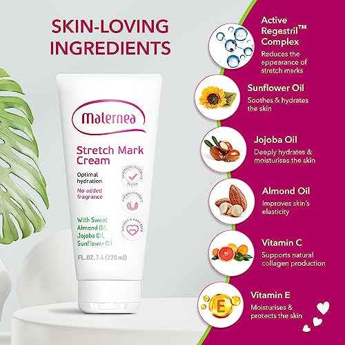 Stretch Mark Cream for Pregnancy ? Nourishing Maternity Skin Care with Almond, Jojoba Oils, Vitamins C and E ? Helps Hydrate and Improve The Look of Stretching Skin ? 7.44 FL. OZ. (220ml)