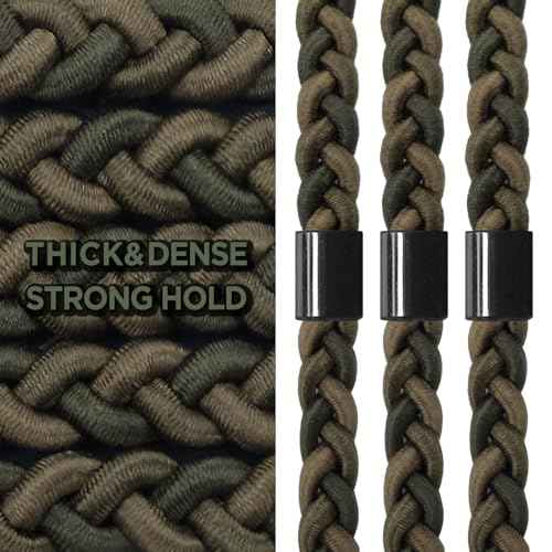 Braided Mens Hair Ties For Men 5 pcs(XL) - For Buns Curly Thick Dense Hair Elastic Hair Ties For Guys | No damage Crease Breakage Man Bun Hair Tie Men with Long Hair | Perfect hairtie(Camo)