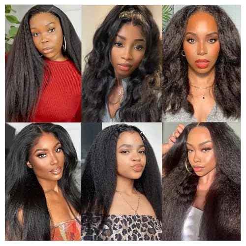 24 26 28 inch Color 1B Human Hair Bundles Yaki Straight Bundle Kinky Straight Human Hair 3 Bundles Double Weft Yaki Bundle