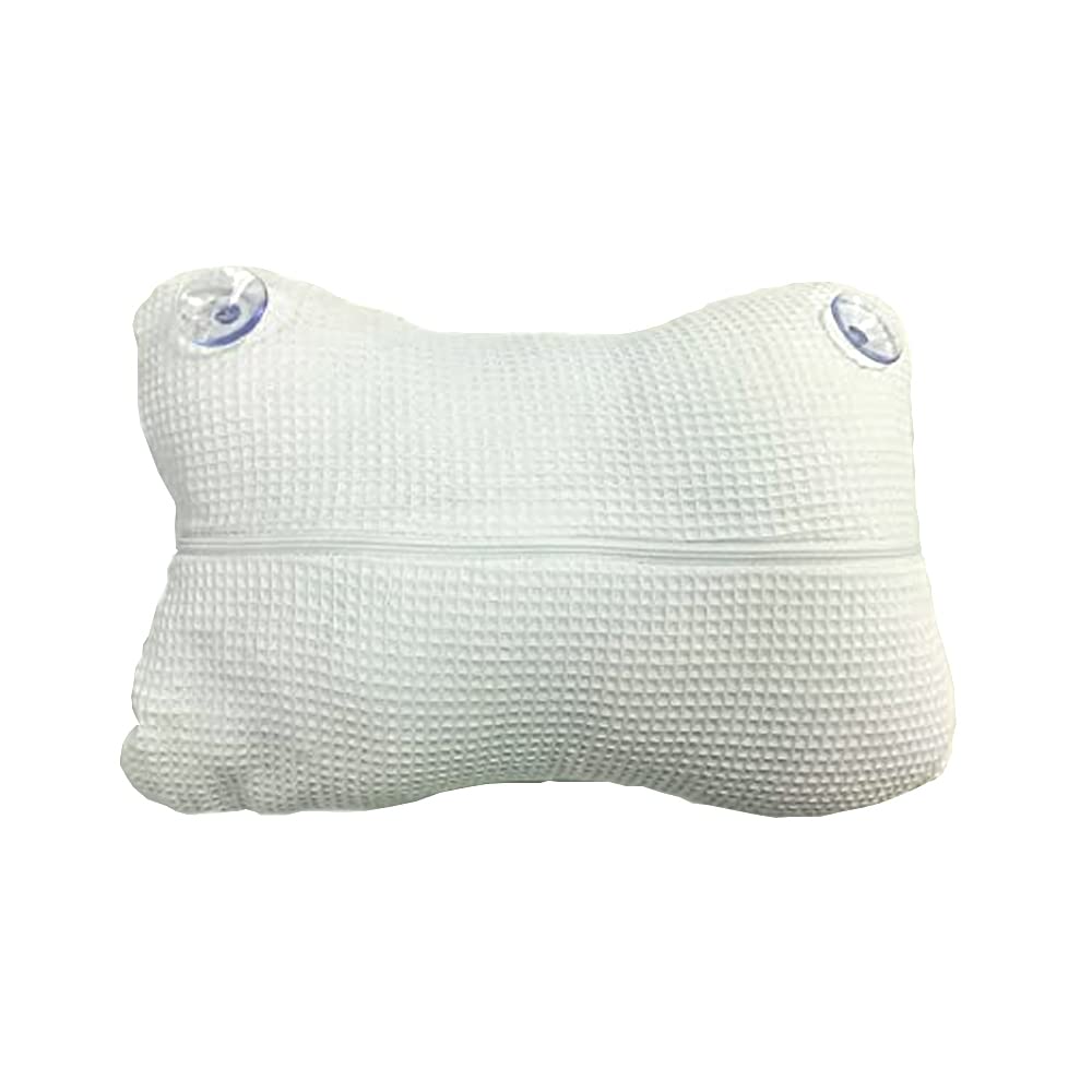 Kole Bath Pillow with Suction Cups - Soft Cloth, White, Cotton, Neck/back Support While Bathing