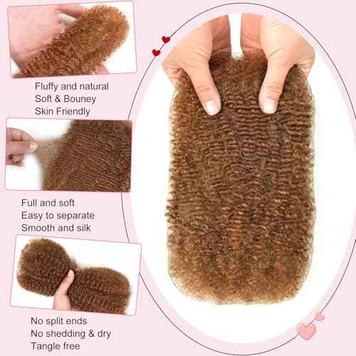 Dilekay Afro Kinkys Bulk Human Hair 16 Inch 2 Bundles 100g 100% Human Hair for Mini Twist Braiding Dreadlocks Extensions Locs Repair Afro Kinky Curly Hair Bulk Dark Brown