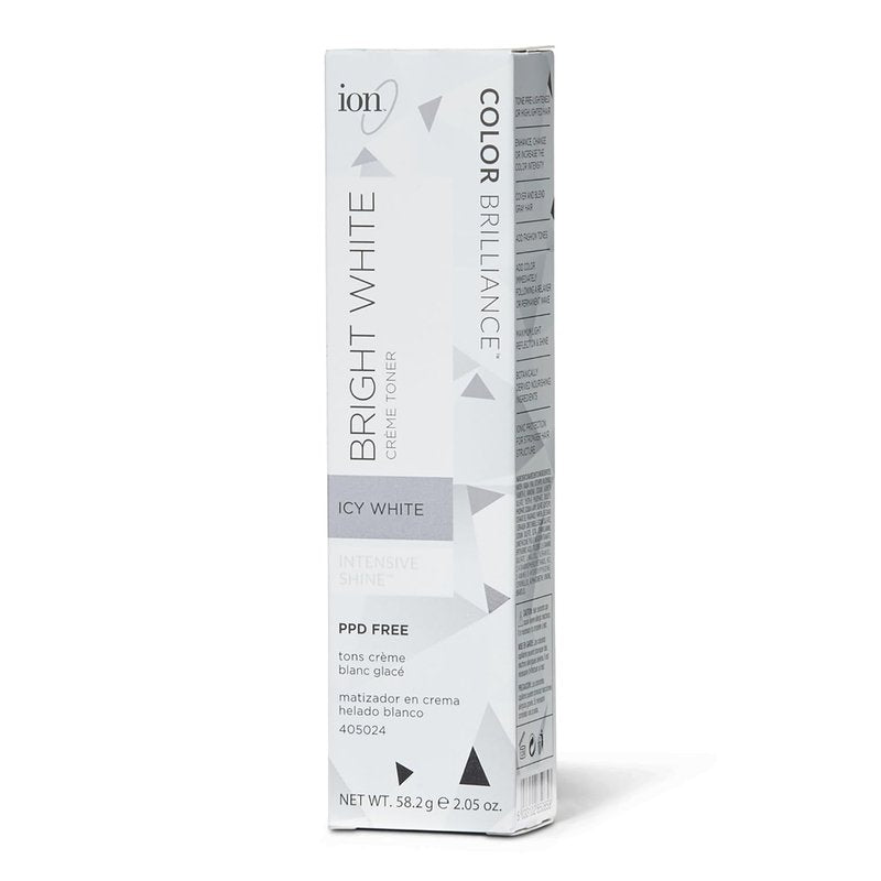 Ion Permanent Brights Creme Toner Icy White, Vegan, Cruelty Free, PPD Free, 100% Gray Coverage, Long Lasting, Fade Resistant Color, 2.05 oz