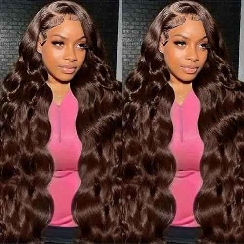 Brown Wig Human Hair 26 inch 13x6 Chocolate Brown Lace Front Wig Human Hair Pre Plucked for Women