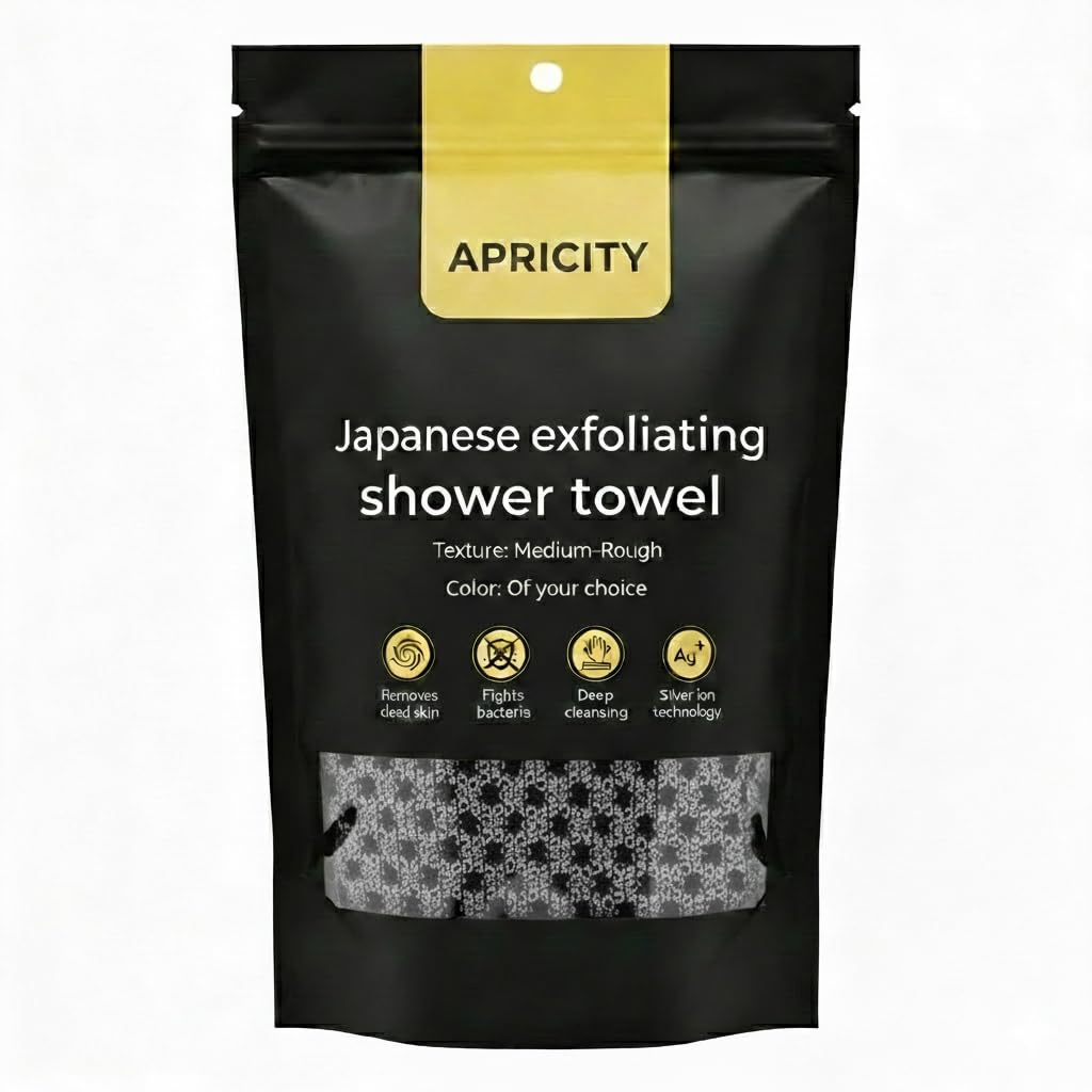 APRICITY Blissal Exfoliating Shower Towel, 2-in-1 Dual-Sided Body Scrubber & Microfiber Scrub Cloth Set, Advanced Exfoliation for All Skin Types