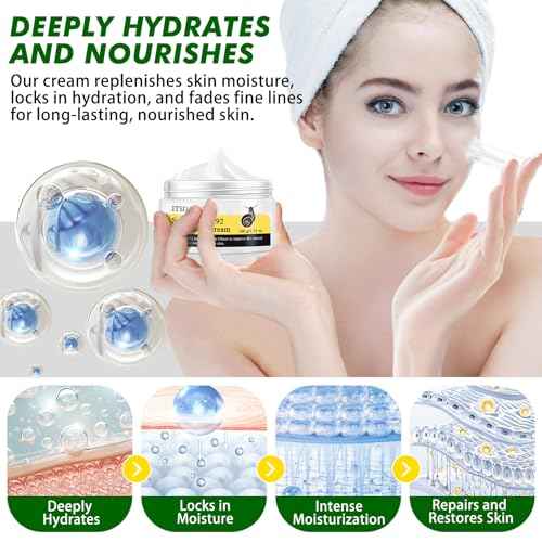 2 Pack Snail Mucin 92% Face Cream 100g, Moisturizer Hydrating Cream for Dry & Sensitive Skin, All Skin Types